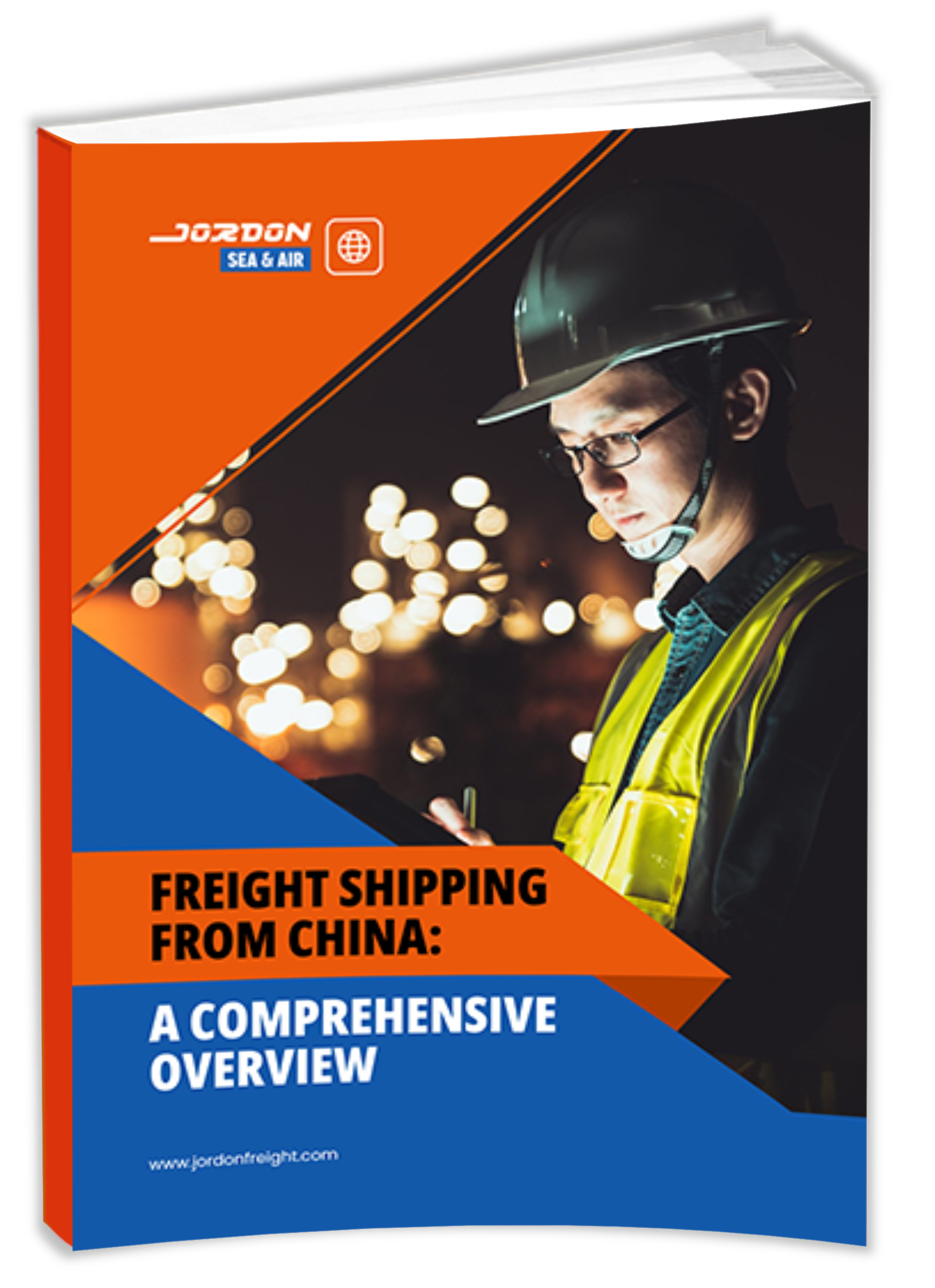 “Cover of Jordon Freight’s guide featuring a worker at a port.